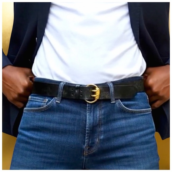 Bijan Men’s Black Leather Belt with Gold Buckle. 48” - Picture 11 of 13